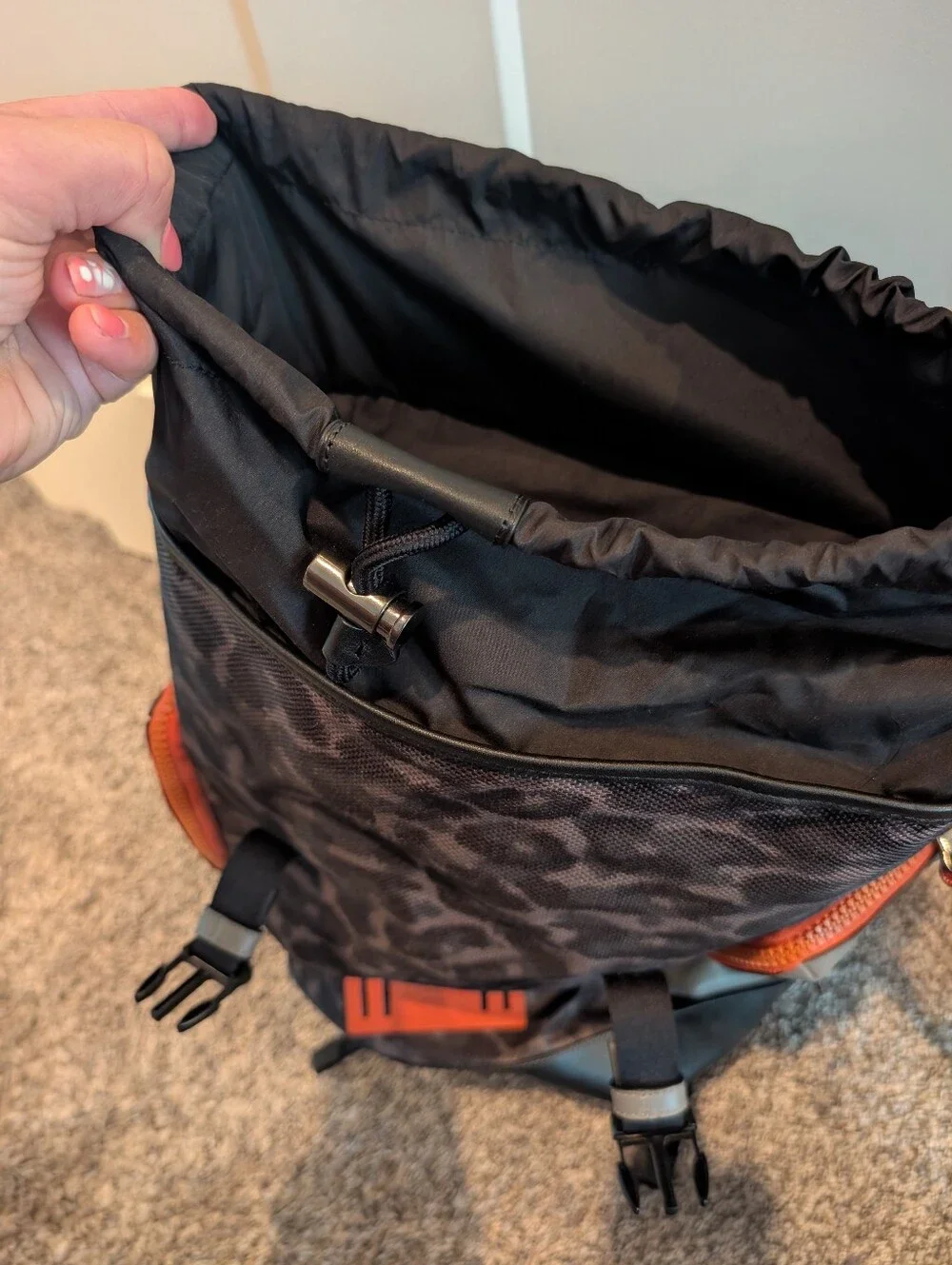 Coach Men's Animal Print Duffle Style Backpack W/Orange Accent